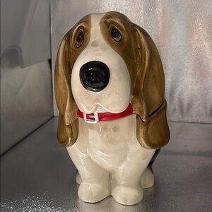 Ceramic Bassett Cookie Jar with Red Collar